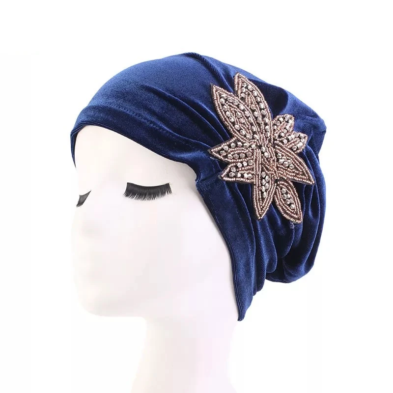 Высококачественный бархатный мусульманский женский головной убор красивые аксессуары с бриллиантами и цветами хиджаб шарф