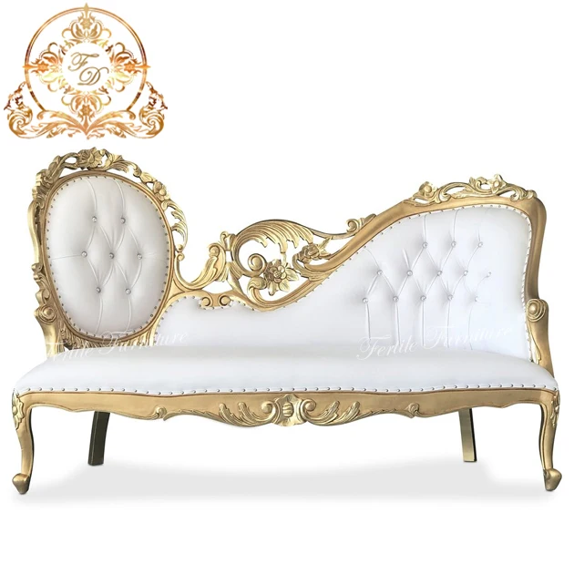 Royal Wedding Decor Chaise Lounge Wooden Bride Groom Sofa