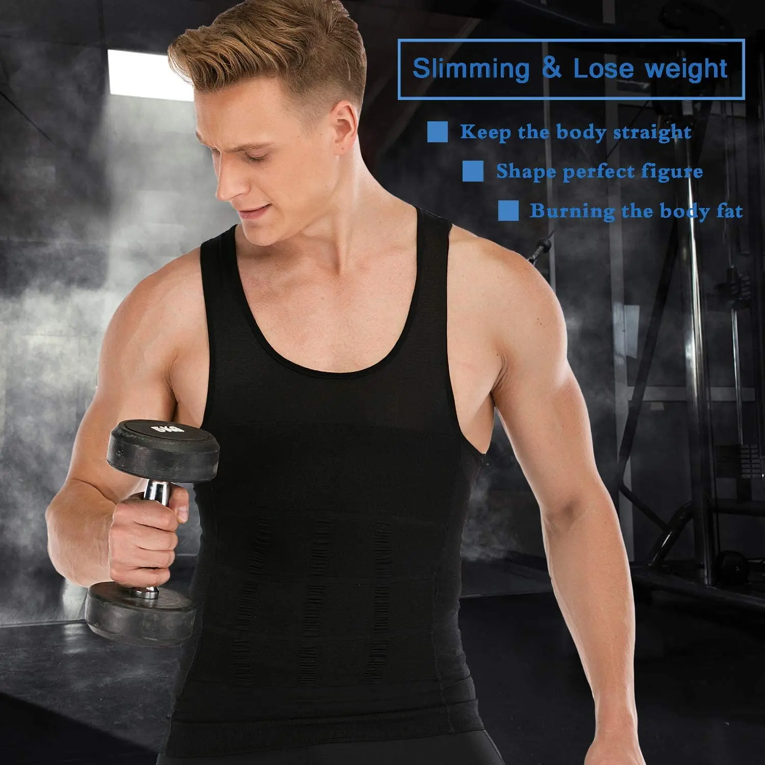  Mens Compression Body Shaper Workout Top Slimming Shapewear Shirt Abdomen