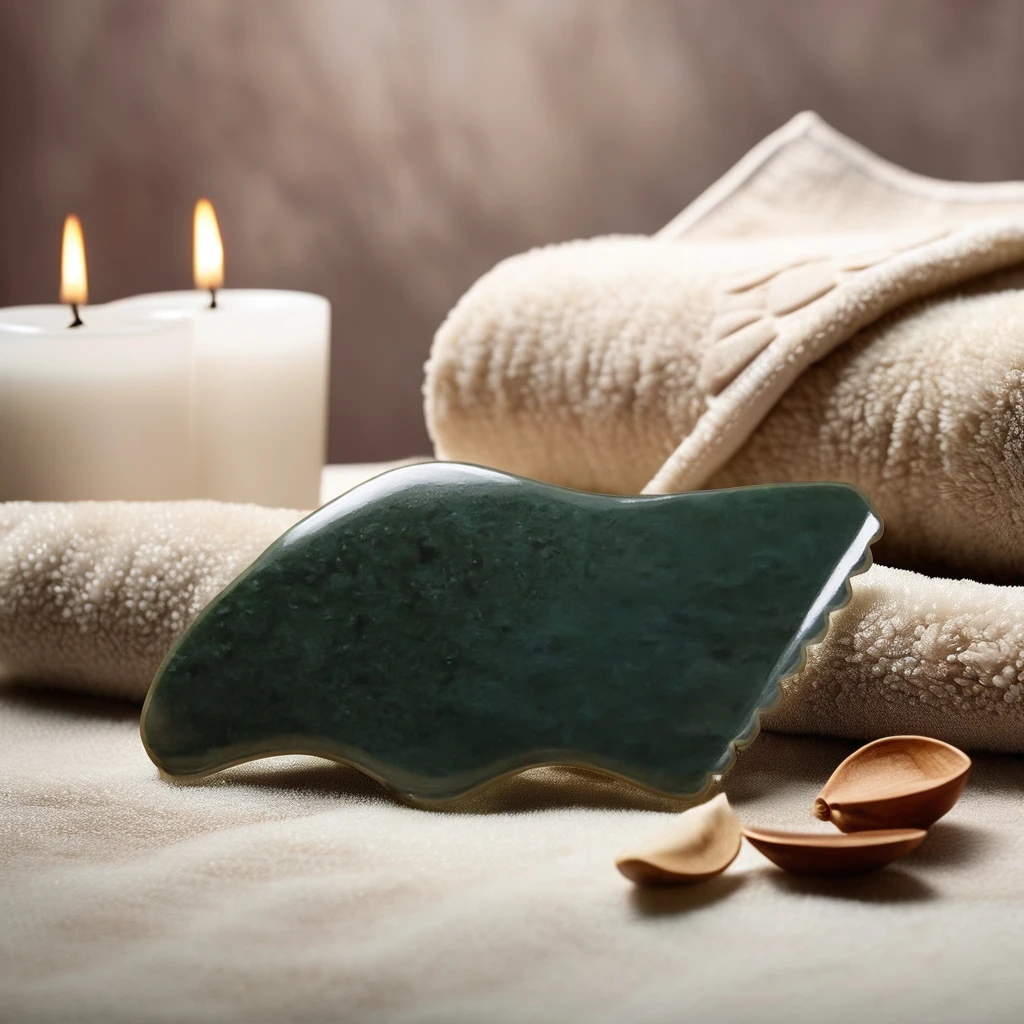 Nephrite Jade Gua Sha Massage Tool Natural Jade Stone Guasha Board for Full Body and Facial Relaxation for Face and Back