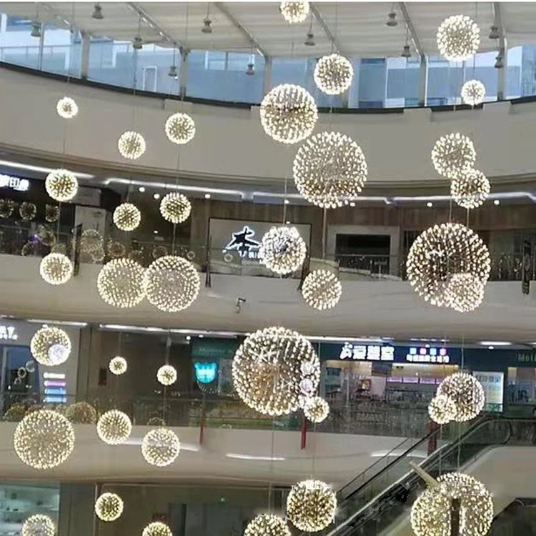 ZSW305 Stainless Spark fireworks led ball lights chandelier for wedding event ceiling decoration
