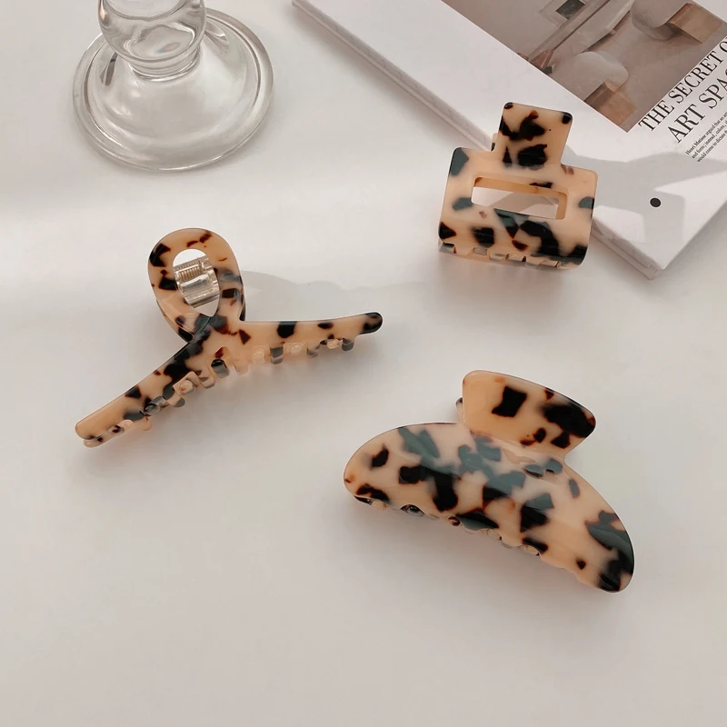 New Hair clips Accessories Makeup Styling Tools Geometric Square Tortoiseshell Leopard Print Acetate Claw Clips For