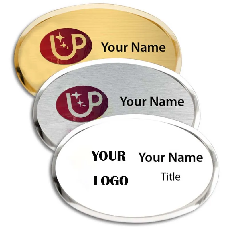 Wholesale Metal Laser Badge Pin Magnet Workers Number Plate Stainless Steel Brooch Custom Executive Engraved Name Badge Badge