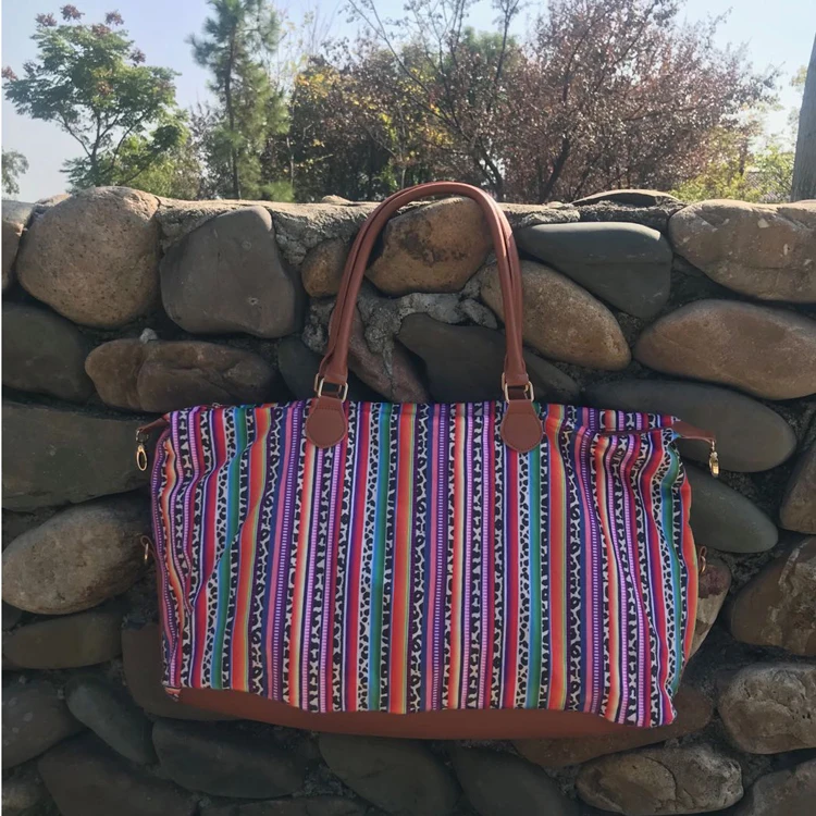 Personalized Leopard Tote Monogrammed Leather Handle Large Weekender Bag