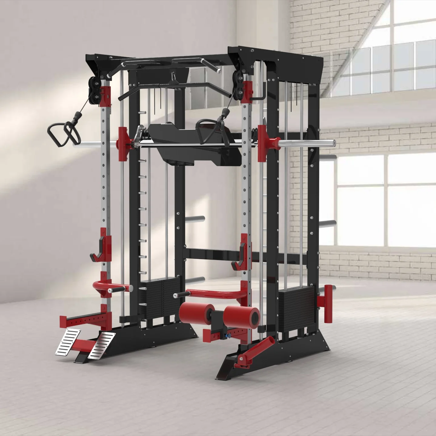 Austrlian hot selling MULTI smith machine Cable crossover Half rack ASJ-S114B Multi Smith Power rack  functional trainer