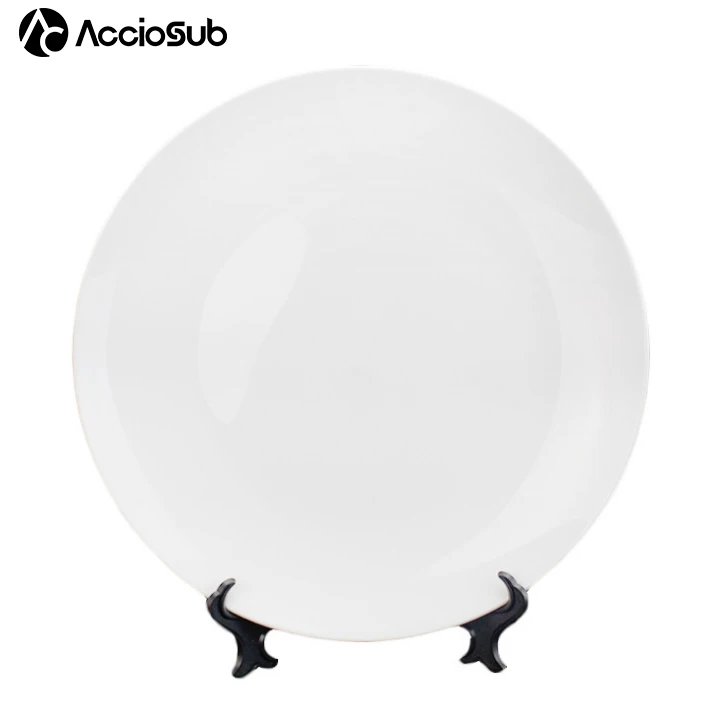 Sublimation Porcelain Plates 6 inch Blanks White Ceramic Flat Plate with Stand Round Dessert or Salad Plate