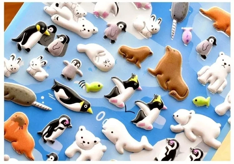 Wholesale High Quality Kawaii Kid Play 3D Bubble Puffy Cartoon Shark Animal Self-adhesive Sticker