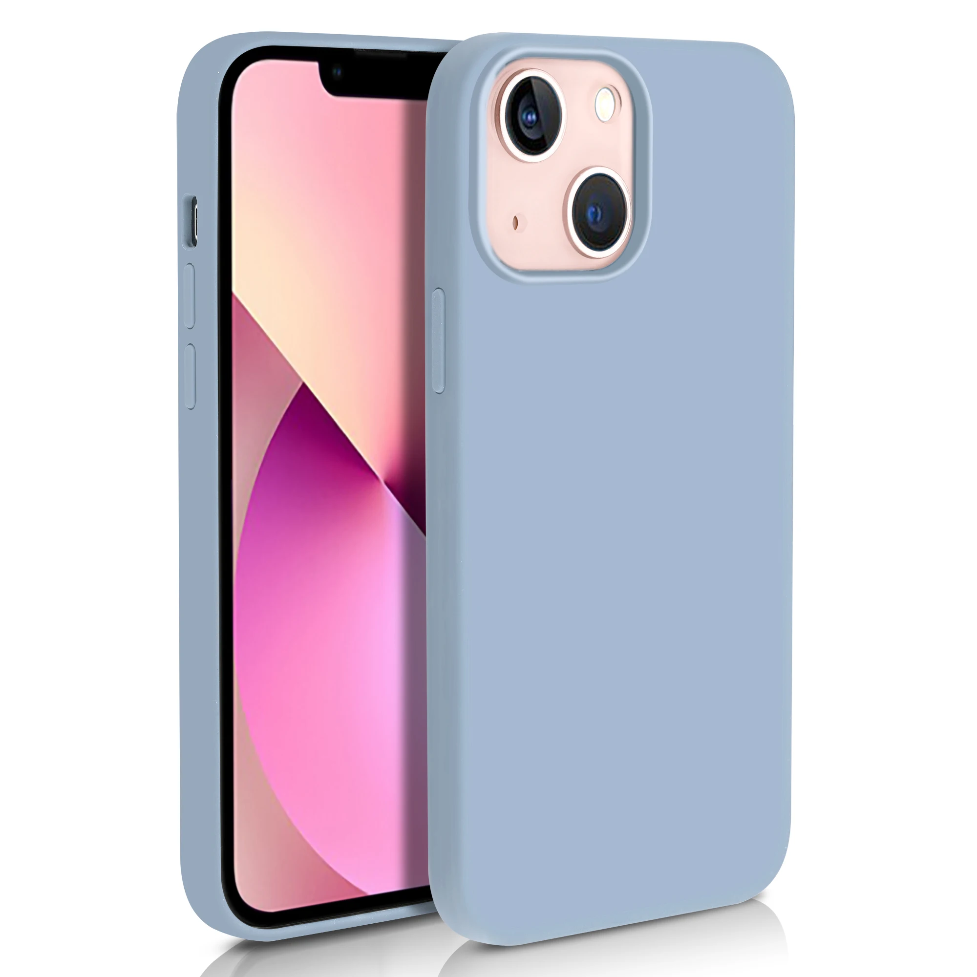 5.4 Inch Light Blue Silicone Shockproof Silicon Protect Case Cover Waterproof Soft Protective Phone Cases for iphone 13 Mini