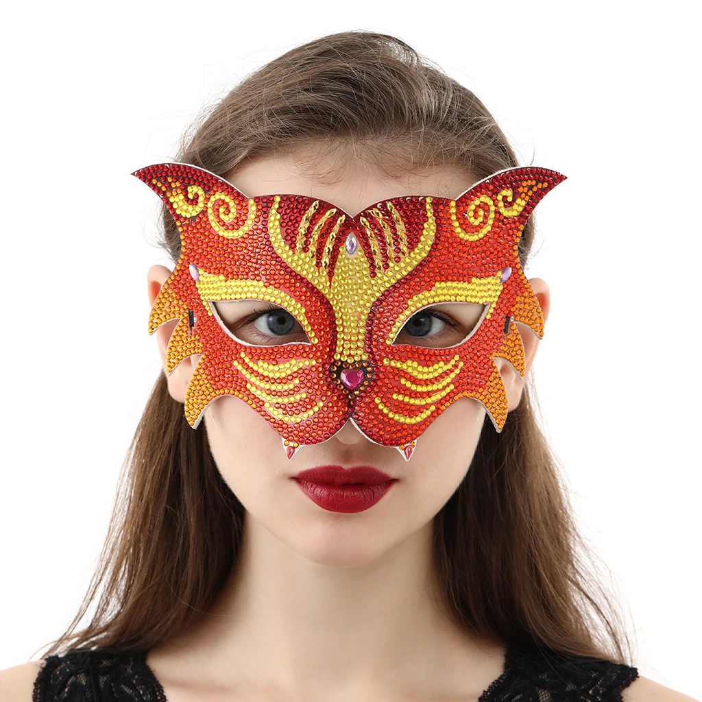 Factory Outlet 21*16cm Diamond Painted Tiger Face Mask Bachelette Party Eye Mask Masquerade Party Mask
