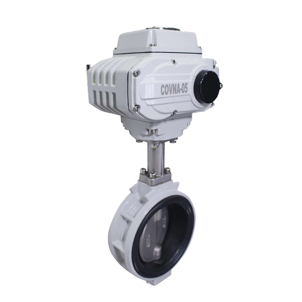 COVNA Electric Actuator Valve 12 inch JIS 5K 24V DC EPDM Rubber Seat Aluminium Body Motorized Electric Butterfly Valve