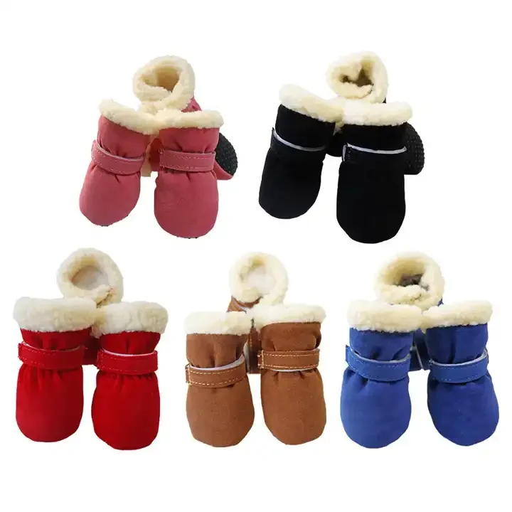 winter warm pet cat dog Christmas shoes puppy comfortable footwear outdoor anti-slip pet dog boots cat paw covers