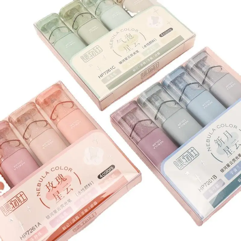 School Supplies Set Stationery Glittering Color Highlighter Student Marker 4 Color Highlighter Markers