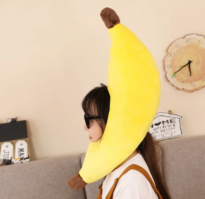 Fluffy Novelty Costume Hat Funny Banana Lovely Fruit Hat For Cosplay Halloween Themed Parties
