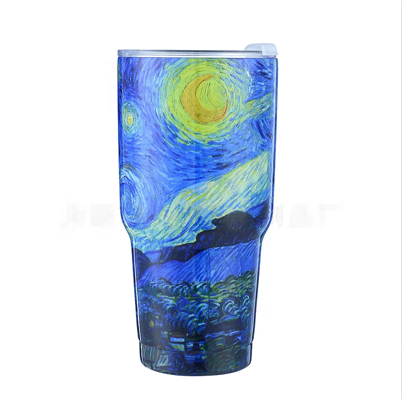 
RTS 30oz Vacuum Insulated Tumbler Starry Night Design Coffee Mug Beer Tumbler keep drink hot and cold stainless steel tumbler 