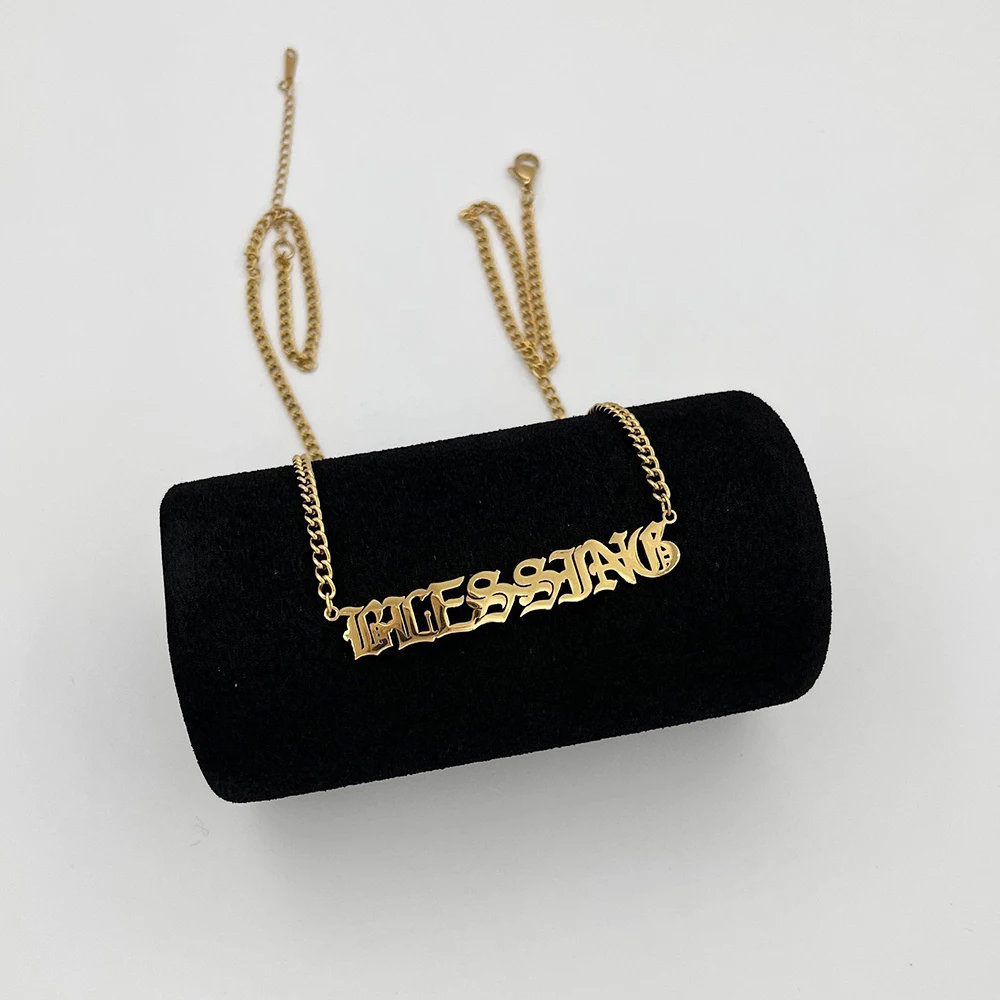 Personalized Custom Name Necklace Gold Plated Mens Stainless Steel Jewelry Cuban Men Chain Nameplate Pendant Necklace