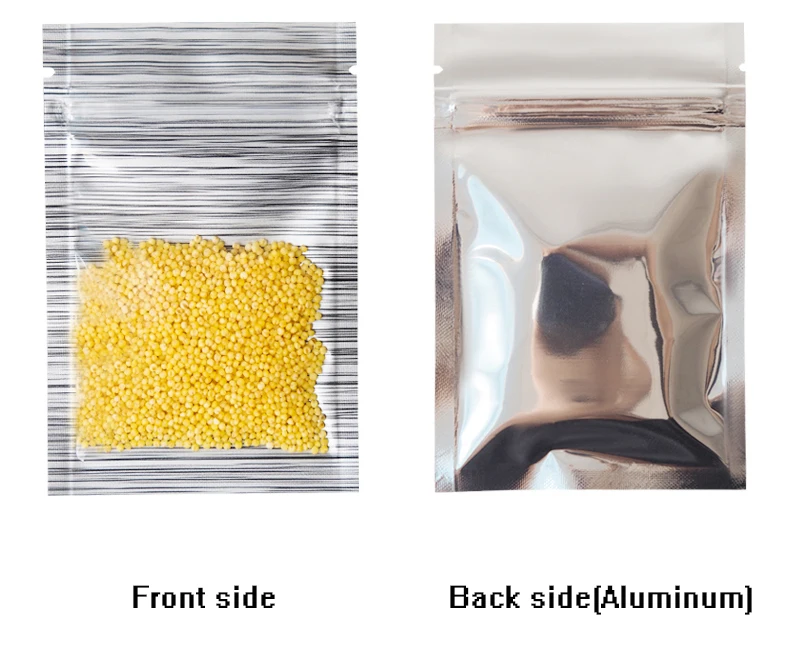 Transparent Side with Stripe Design Mylar Foil Flat Packaging Bags With Zipper