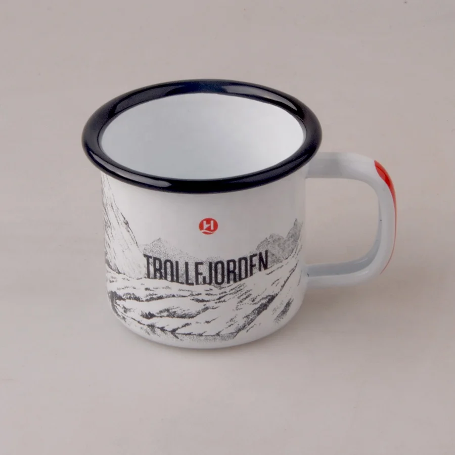 
Printed Enamel Mugs Mug Custom Printed Reusable Travel Coffee Mug With Red&White Handle 