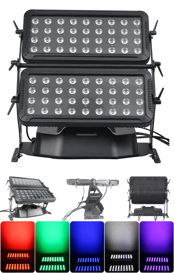 IP65 Waterproof Factory Direct 72X10w RGBWA 5in1 LED Wash City Color Light Double Wall Washer Light for Dj Disco Bar Club Event