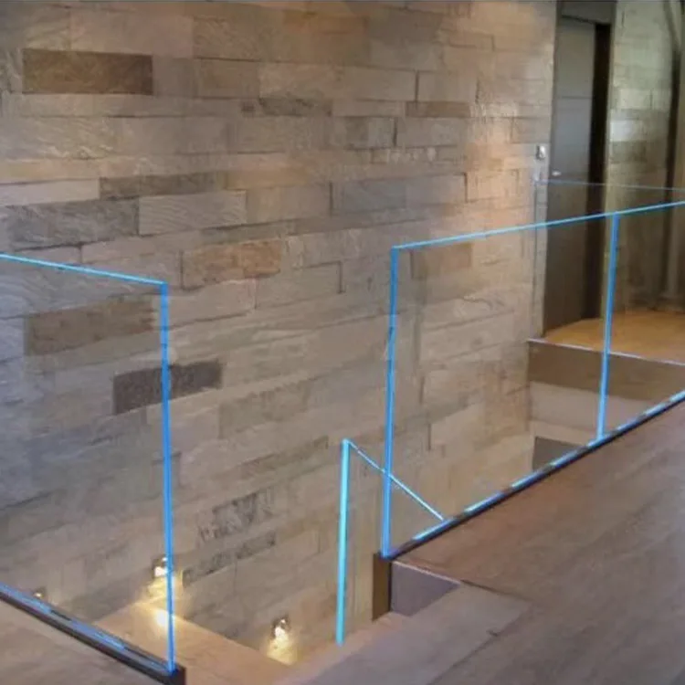  inox 316 staircase veranda banister stainless steel frameless u channel glass led light balustrade balcony handrail