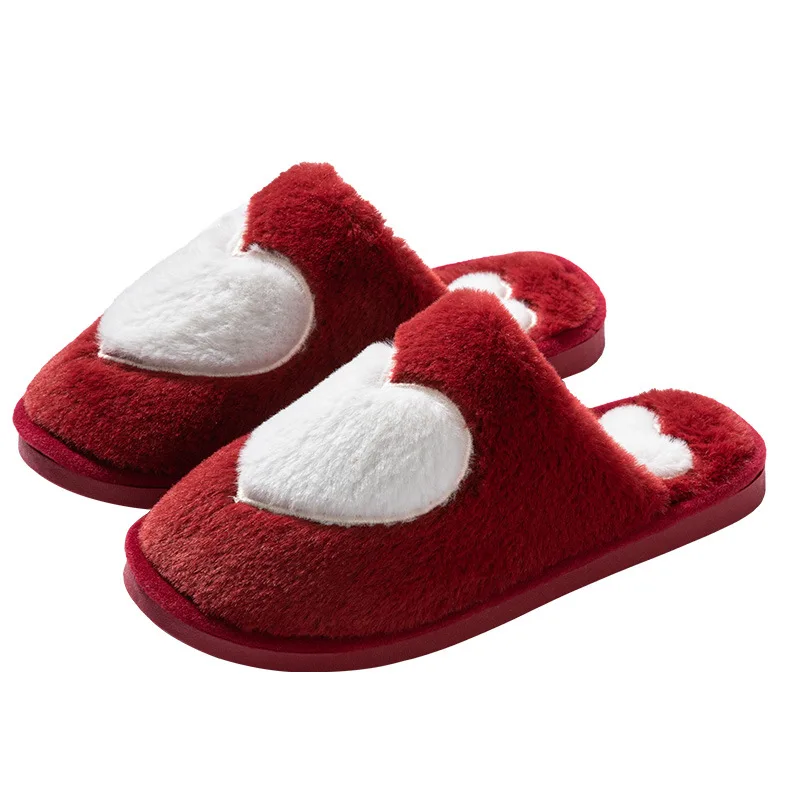 Love Shape Slippers Home Closed Toe Slipper Ladies Cartoon Love Shape Indoor Anti-Slip Bedroom Shoes Winter