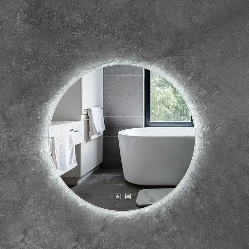 Factory Modern Bath Anti Fog Round Led Shower Mirror Intelligent Wall Sensor Touch Smart Mirror For Bedroom