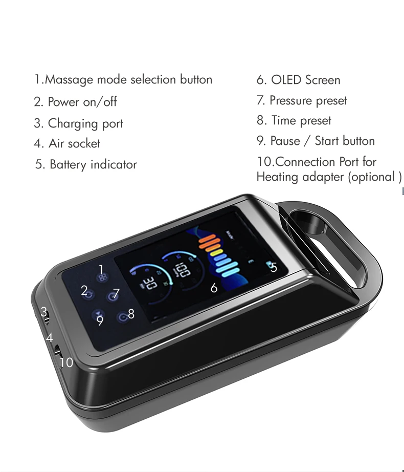 Heat and Cold Heating 8 chambers Leg and Foot Inflatable pneumatic wireless sports air compression massage recovery boots pants