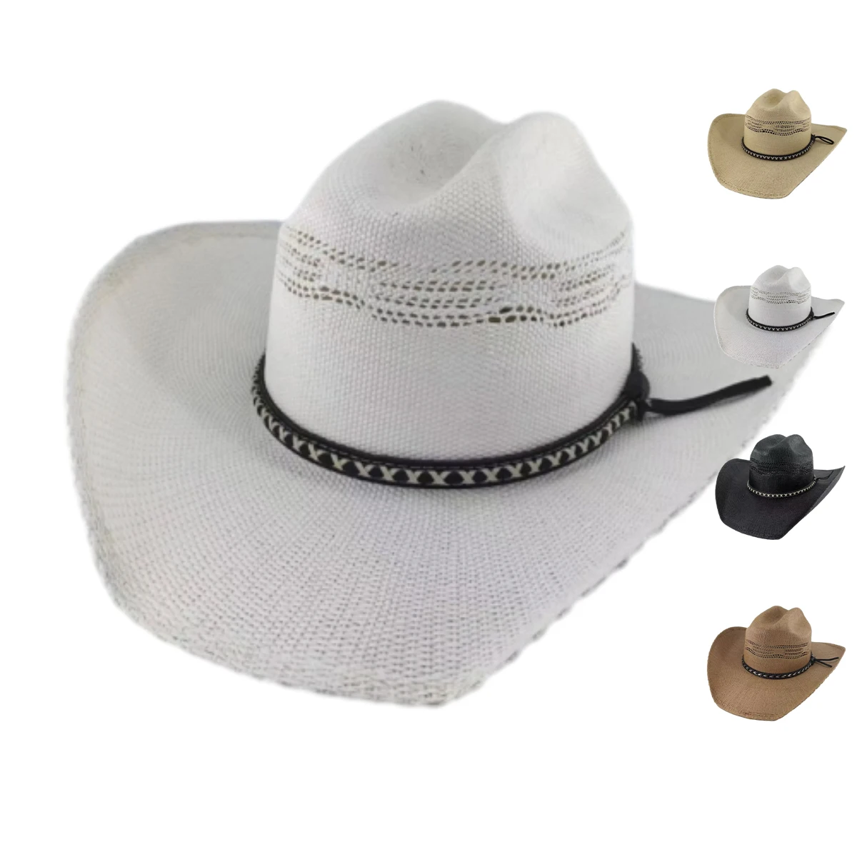 Mexico Wide Brim Bangora adult sombreros high quality summer unisex outdoor oven Cattleman OEM cowboy cowgirl straw hat