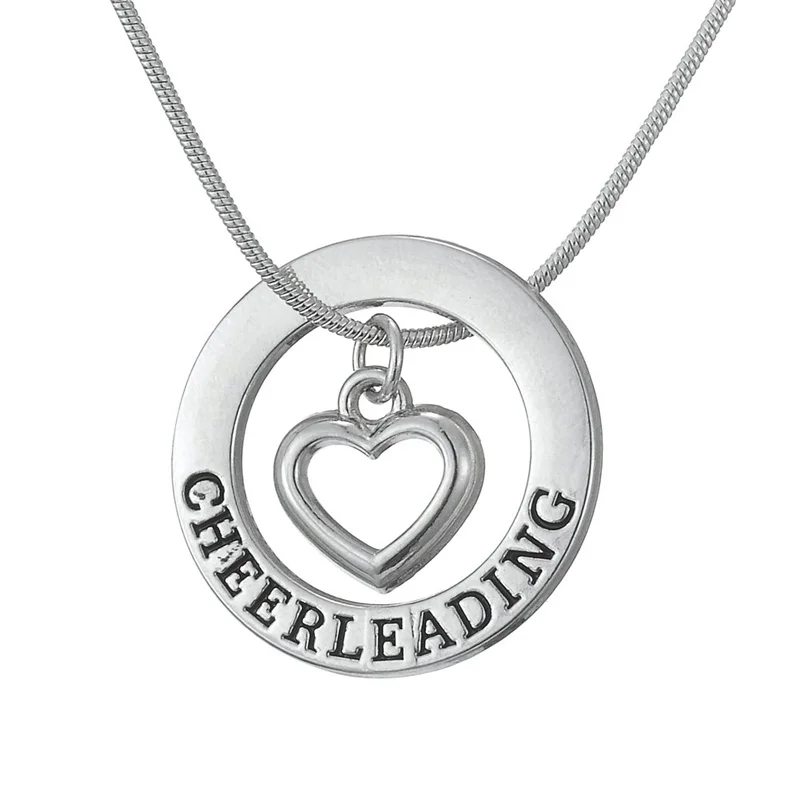 Love Cheerleading Charm Pendant Cheer Cheerleader Stainless Steel Necklace Gifts Jewelry for Girls Teens Women