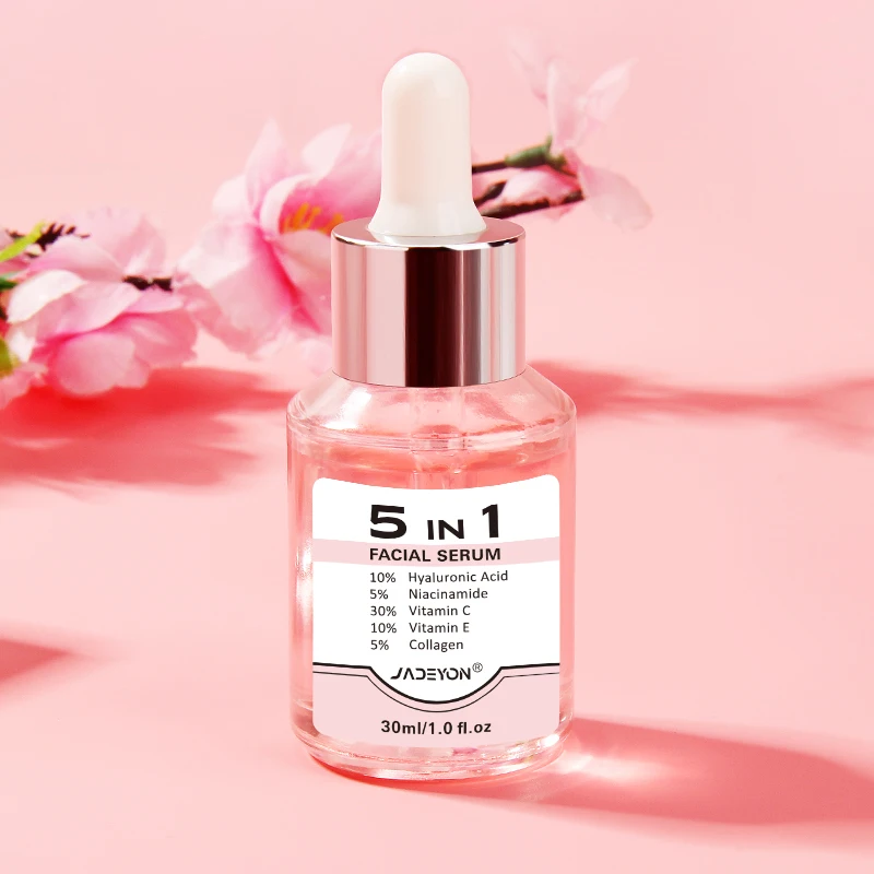 Hot New 5-in-1 Hyaluronic Acid Serum Anti-Aging Hydrating Face Skin Care with Niacinamide Vitamin E Facial Whitening Vitamin C