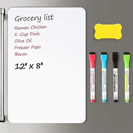 Magnetic Dry Erase Board Sheet for Fridge Erasable Refrigerator WhiteBoard  Smooth and Flexible Small Magnet Blank Notepad
