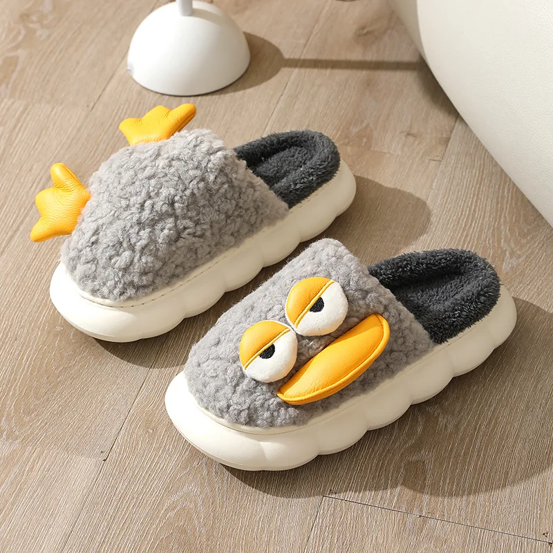 Hot sale parent and children new comfortable plush slippers winter warm fluffy duck slippers