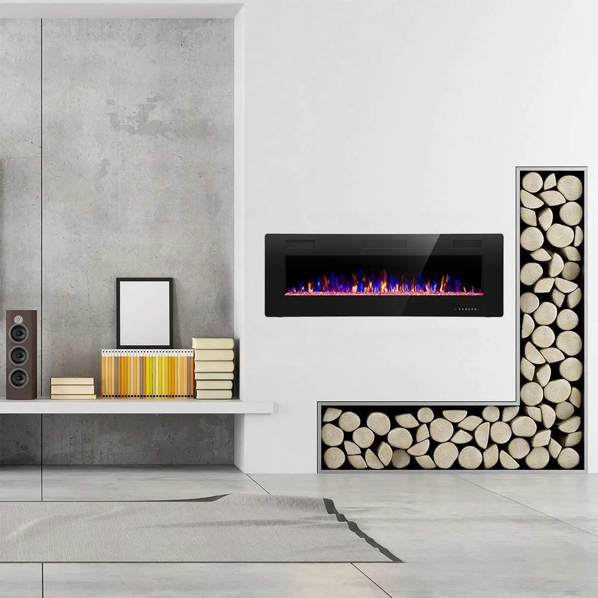 Modern Household Ultra-Thin Wall Mounted Smart Remote Control Decorative Led Electric Fireplace