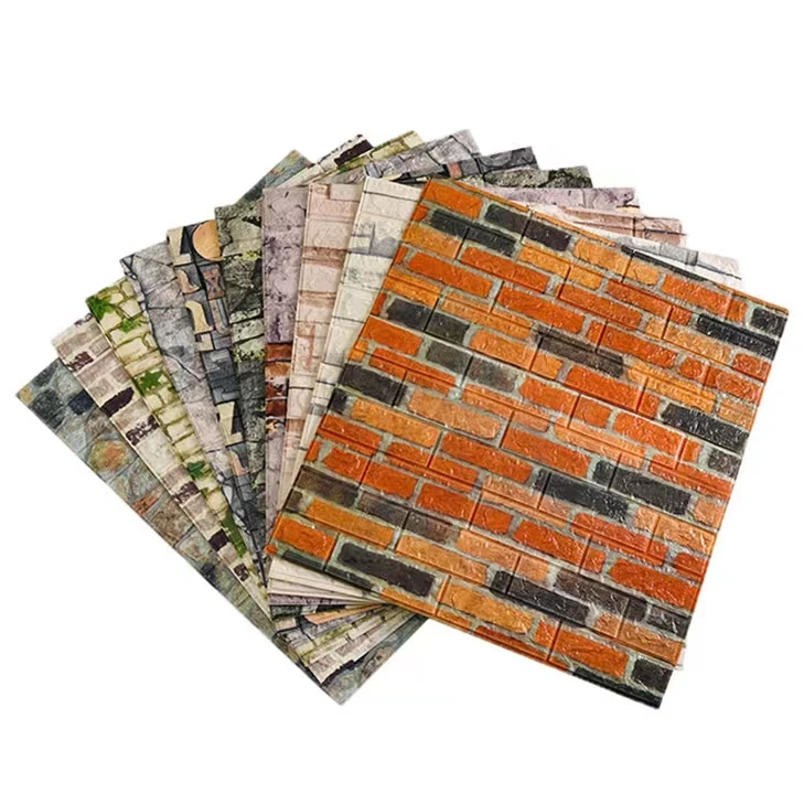 Wallpaper self-adhesive pvc 3d wall sticker wholesale foam brick decorative retro brick wallpaper