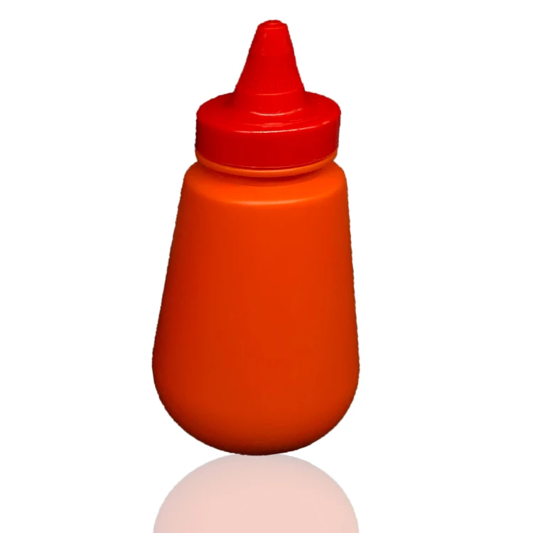 250ml Plastic round Ketchup Squeeze Bottle with Screw Cap PP Material for Food and Sushi Customizable Decal and Logo Printing