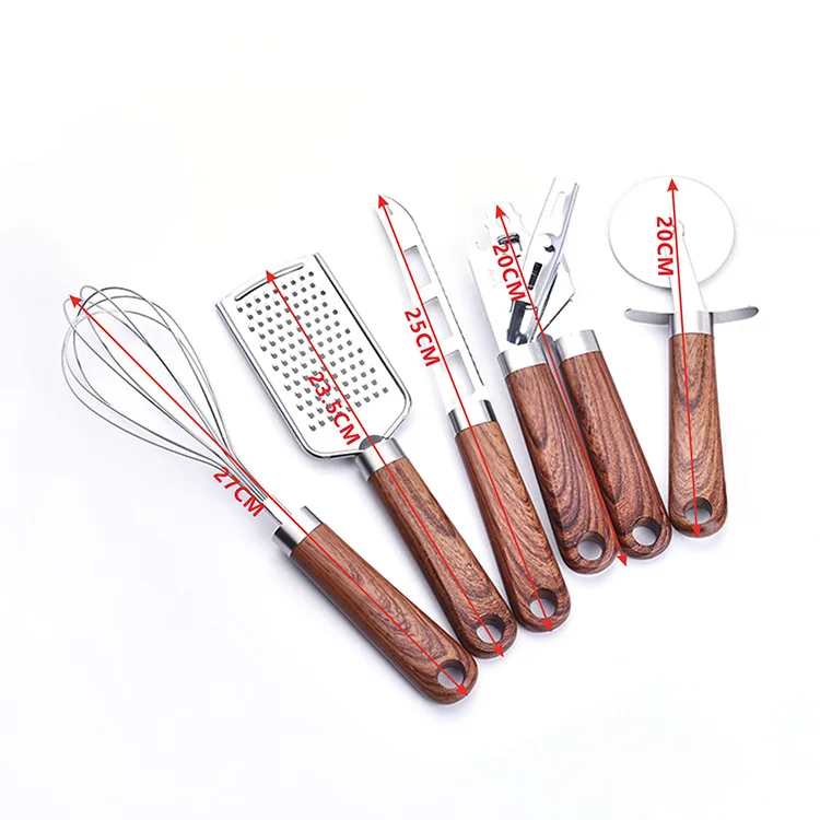 Роскошная текстура древесины 9 шт. Многофункциональный кухонный гаджет набор с венчиком пресс для чеснока консервный нож ложка мороженого Набор ножей сыра