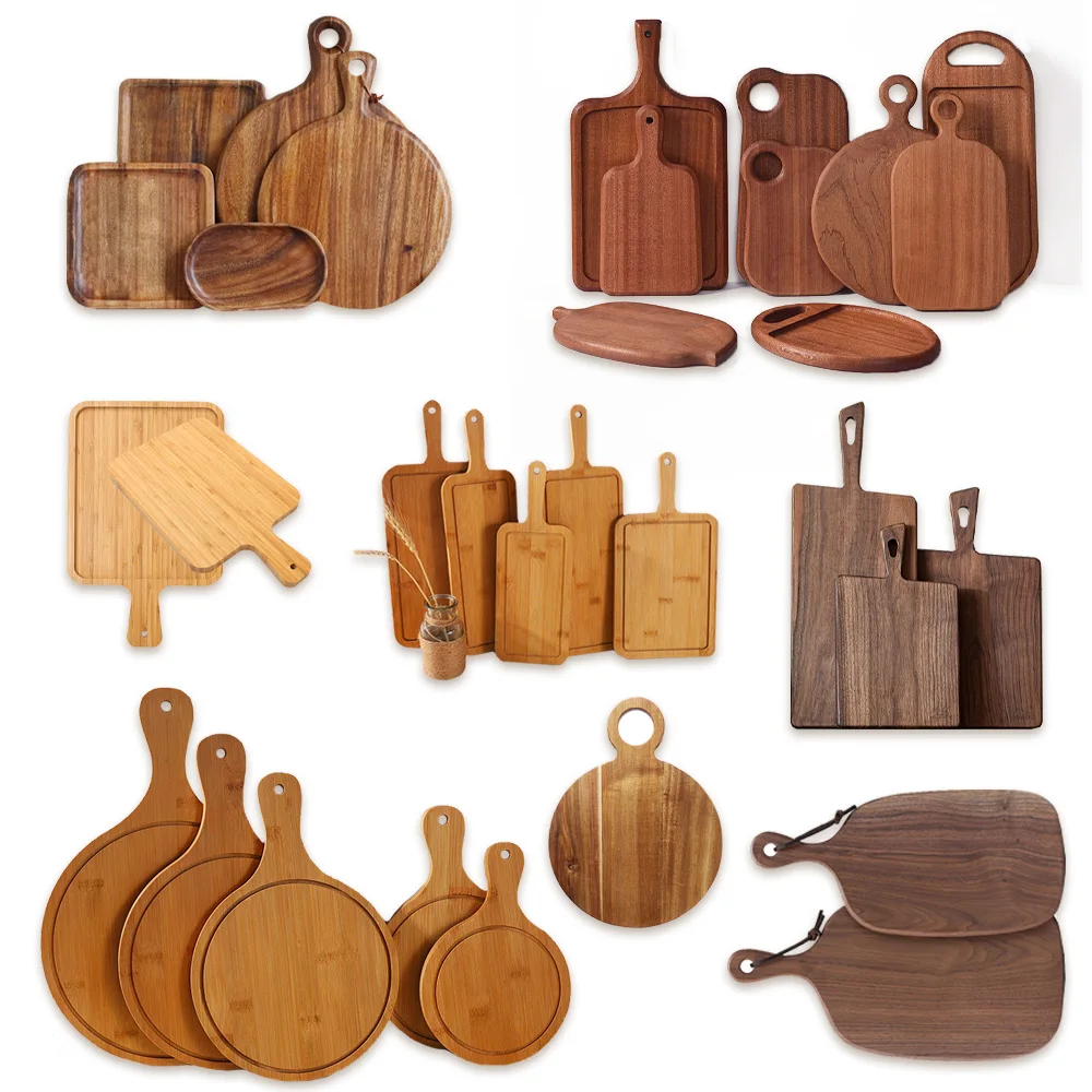 Wholesale Kitchen custom Organic Walnut Acacia Bamboo Board Kitchen Chopping Block Wood Cutting Chopping Board with Juice Groove