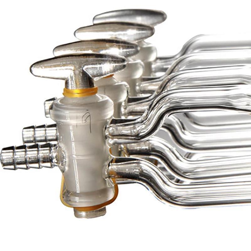 Lab Supplies Glass Simgle/Double Manifold Vacuum Gas Distributor for Schlenk Line with 3/4/5/6-Ports PTFE/Glass  Stopcocks