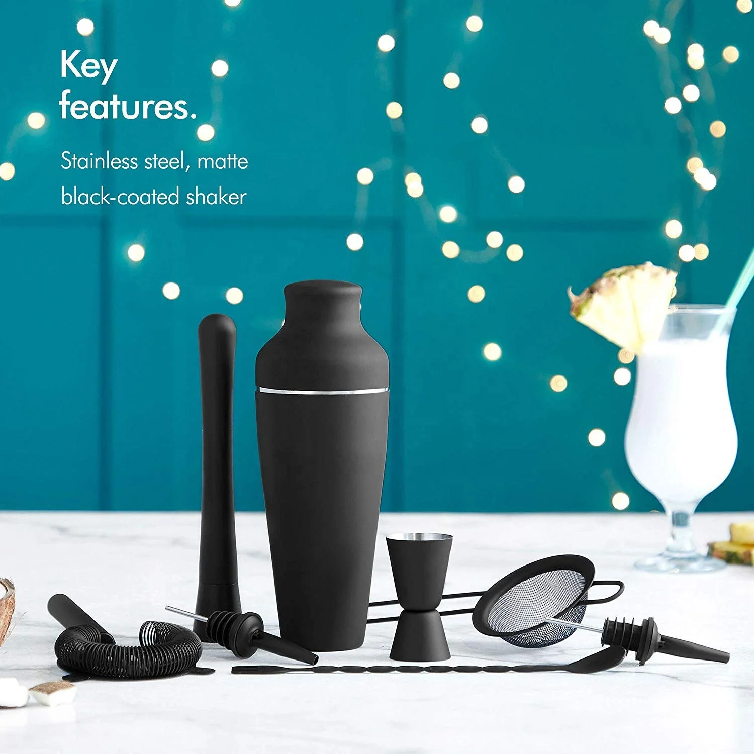 Cocktail shaker best sellers 2023 factory price bar accessories bar tool set golden supplier matte black cocktail shaker