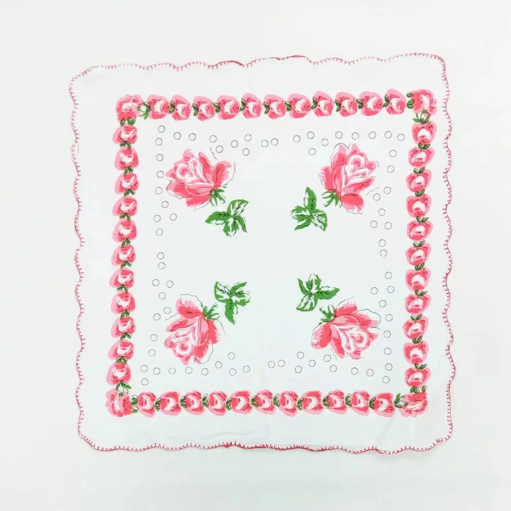 Cotton Handkerchief Floral Embroidered Fashion Women Handkerchiefs Flower Lady Hankies Mini Square Scarf Pocket Towel