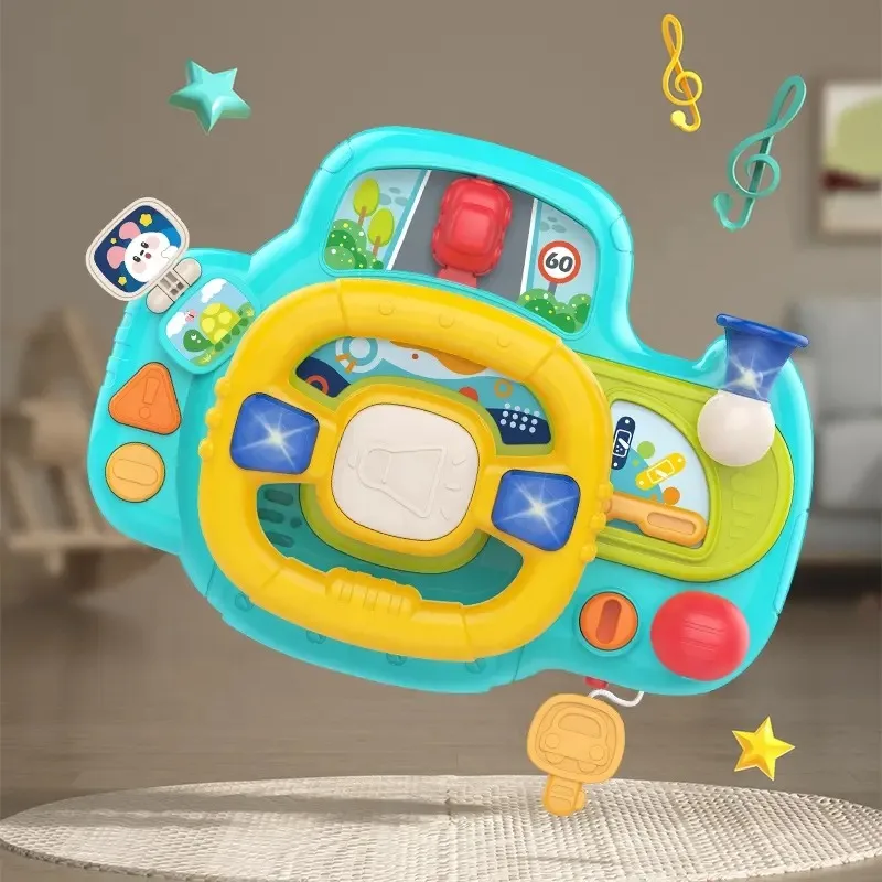 2023 Newest Multifunctional Steering Wheel Toy Baby Electronic Driving Simulator Steering Wheel for Back Seat
