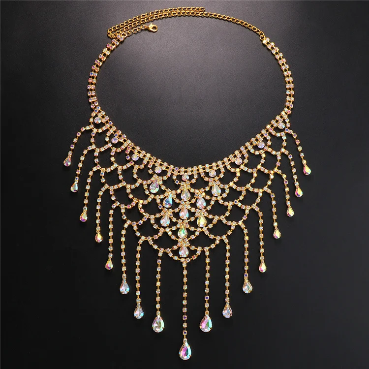 Luxury Ladies Hair Bands Accessories Fashion Party AB Rhinestone Hairpiece AB Diamond Forehead Hair Pieces for Women