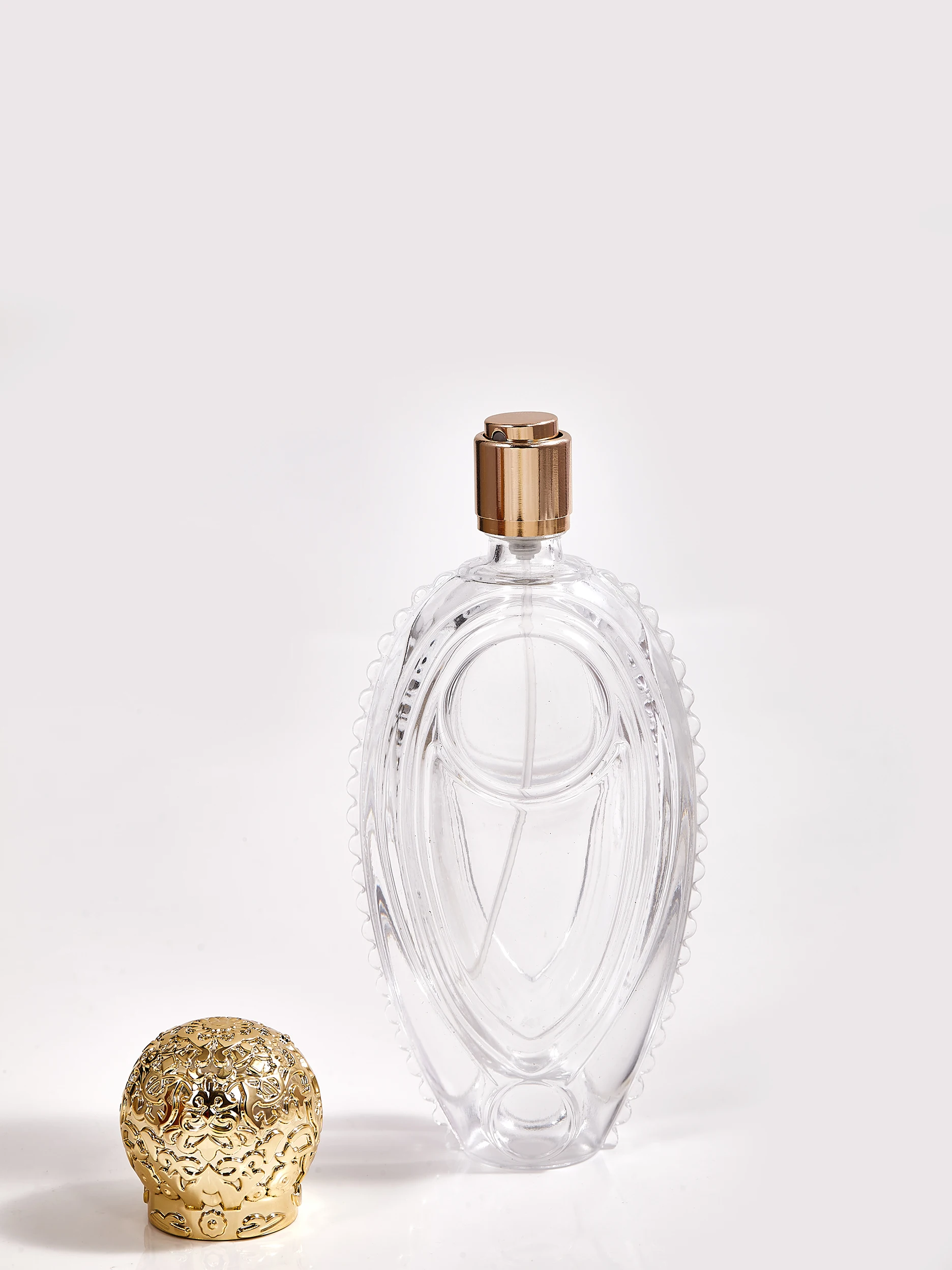 55ml Oval Glass Perfume Bottle With ABS Round Lid in Stock