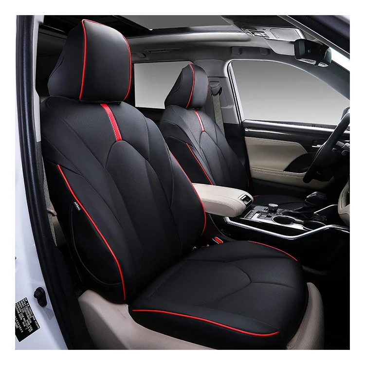 High Quality Leather Full Set Custom Car Seat Covers for 2020-2022 Toyota Highlander Waterproof Vehicle Cushion Cover