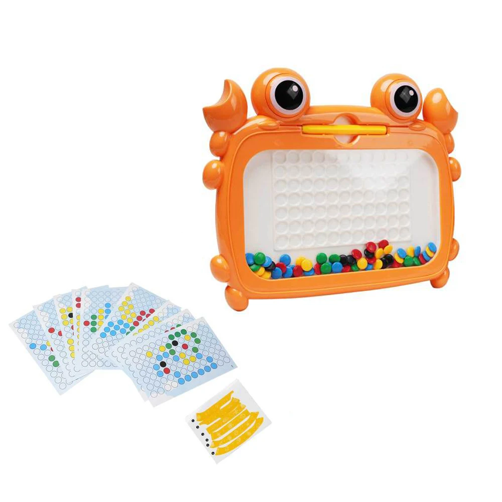 Children Creative Drawing Board Polka Dot Color Beads Puzzle Crab Shape Magnetic Toys for Kids