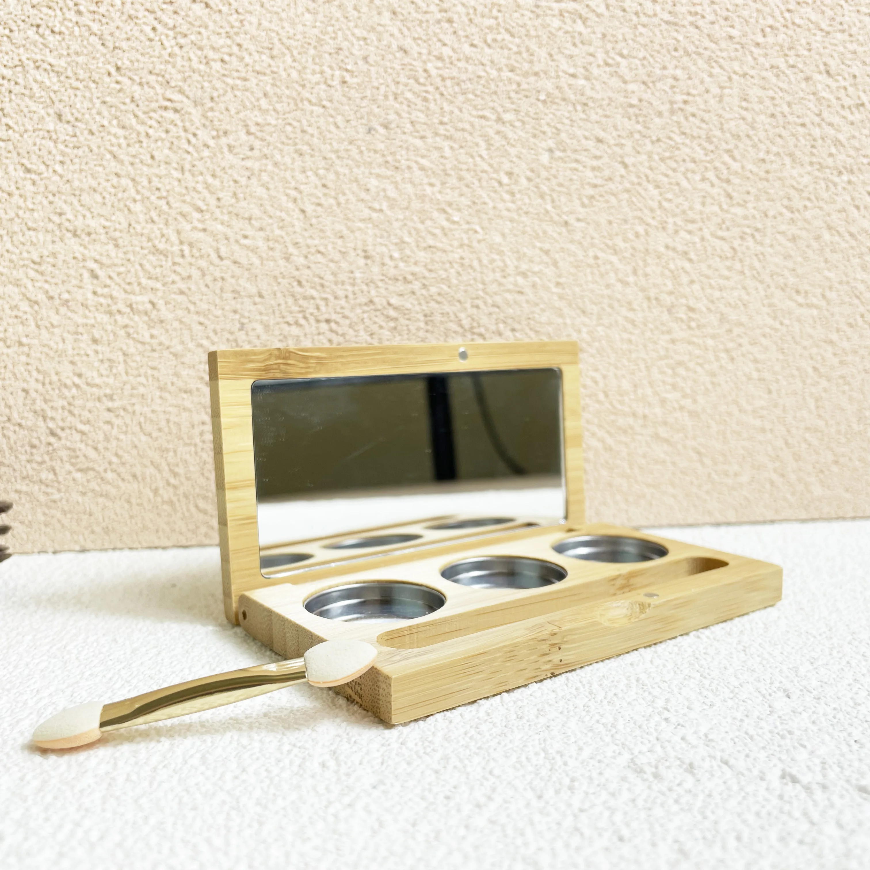 Bamboo cosmetic makeup mirror with storage box vanity mirror for bedroom table makeup mirror