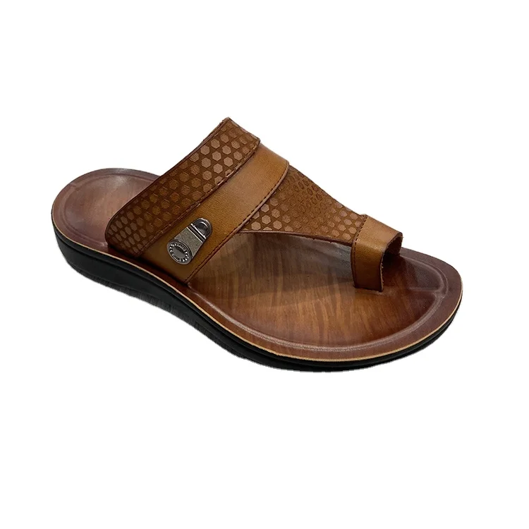 Мужские летние новые пляжные тапочки из натуральной кожи тисненые стильные мужские сандалии другие модные туфли (1600109208167)