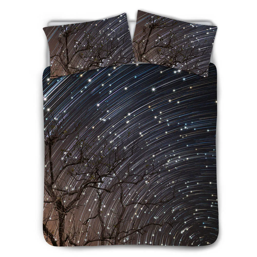 
Bedding Set 3 piece Bedding Supplies Meteor Shower Night Sky Tree Trunk Printed Polyester Fiber Home Textile Cover Pillow Cases 