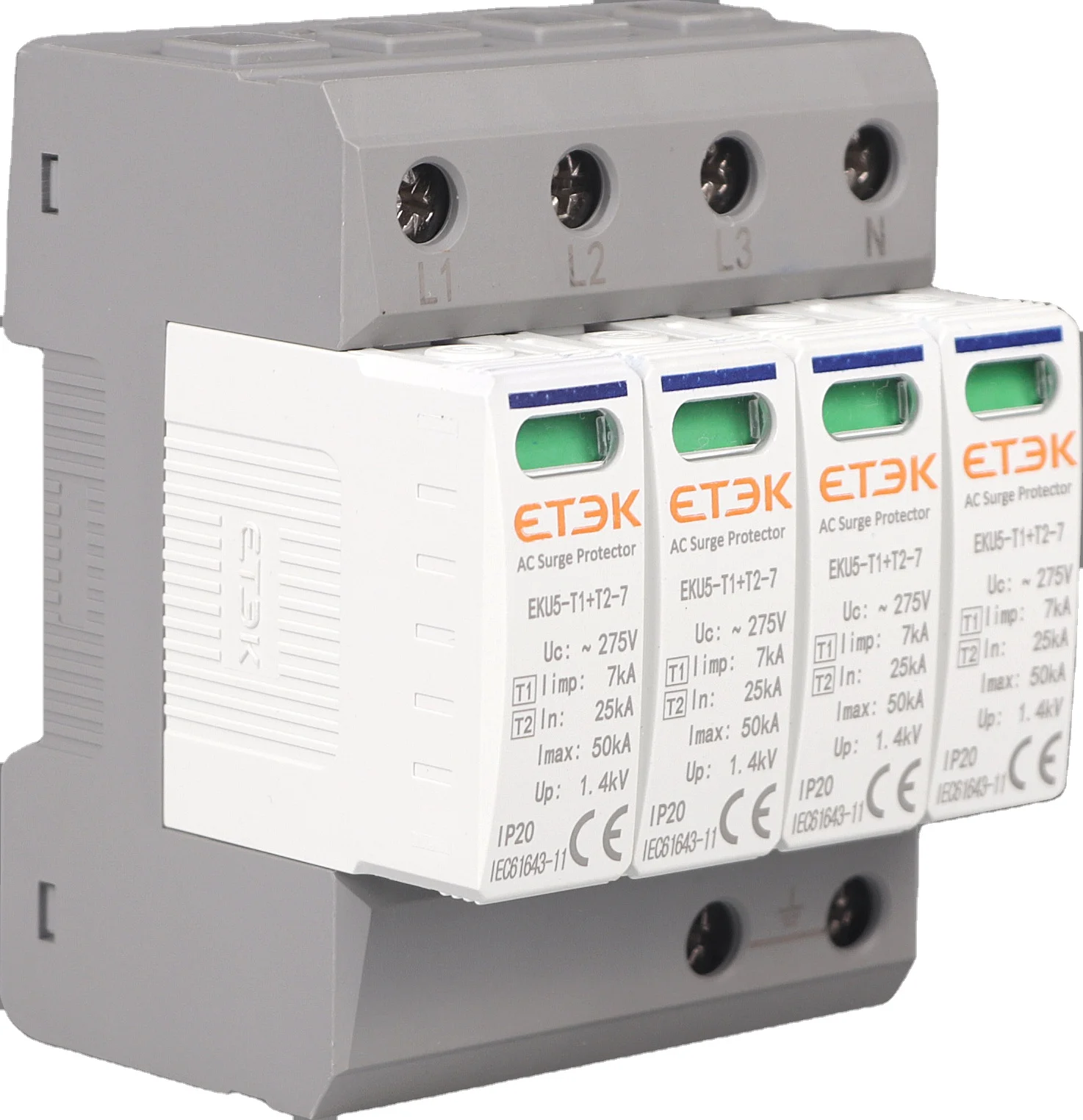 ETEK  SPD DC 500V 800V 1000V 2P DC1000V 20KA~40KA Low-voltage Arrester House din rail 2 Poles Protector