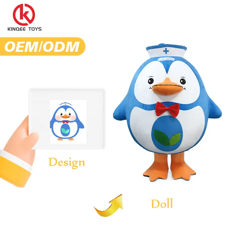 Kinqee MOQ 1 PC custom Cosplay blue penguin Mascot Costume Anime Cartoon Character mascot costume