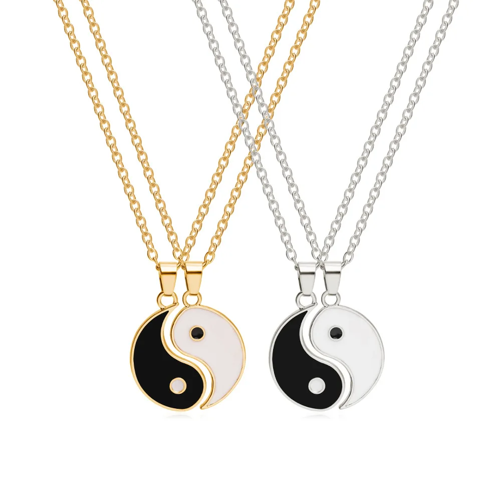 Wholesale Simple Taichi Pendant Necklace Gold Silver Chain Alloy Friendship Necklace